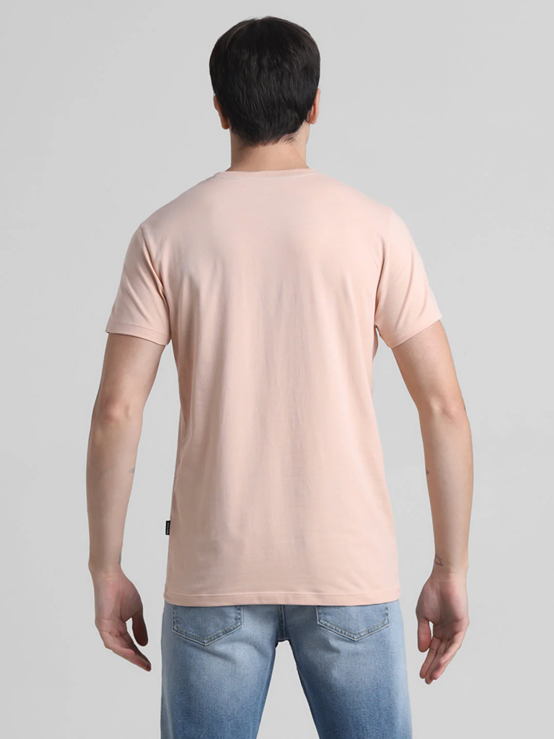 Peach Printed Slim Fit T-shirt - Image 9