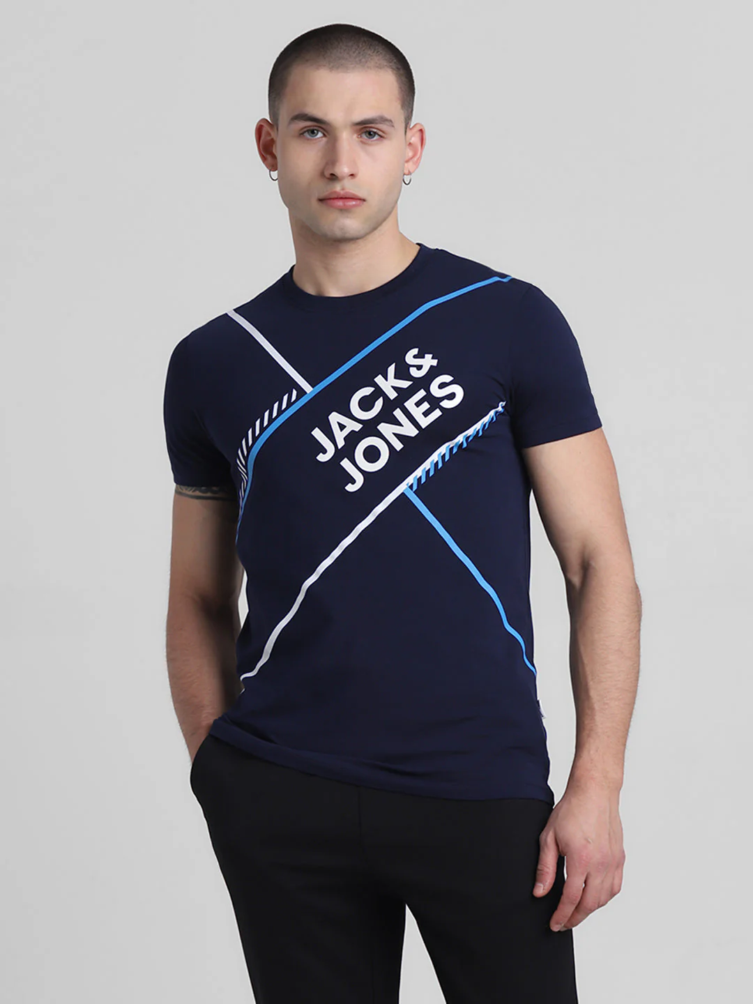 Navy Logo Print Cotton T-shirt - Image 2