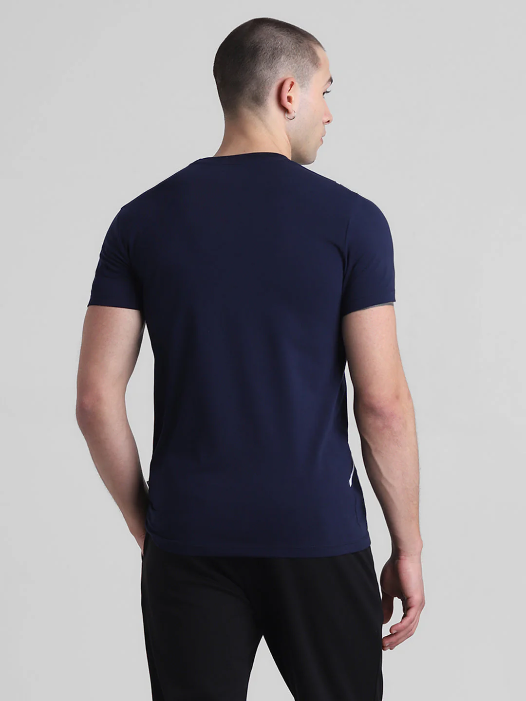Navy Logo Print Cotton T-shirt - Image 4