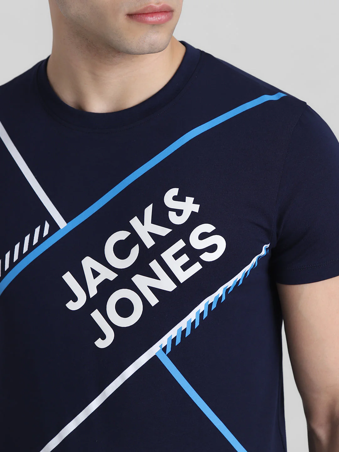 Navy Logo Print Cotton T-shirt - Image 5