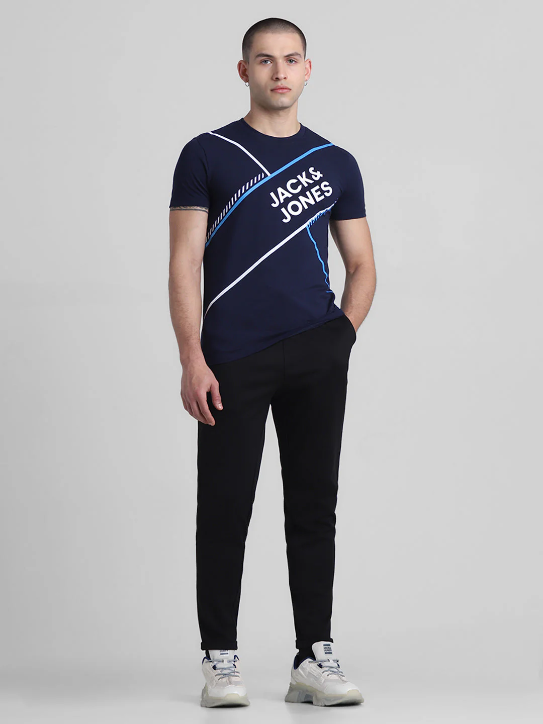 Navy Logo Print Cotton T-shirt - Image 6