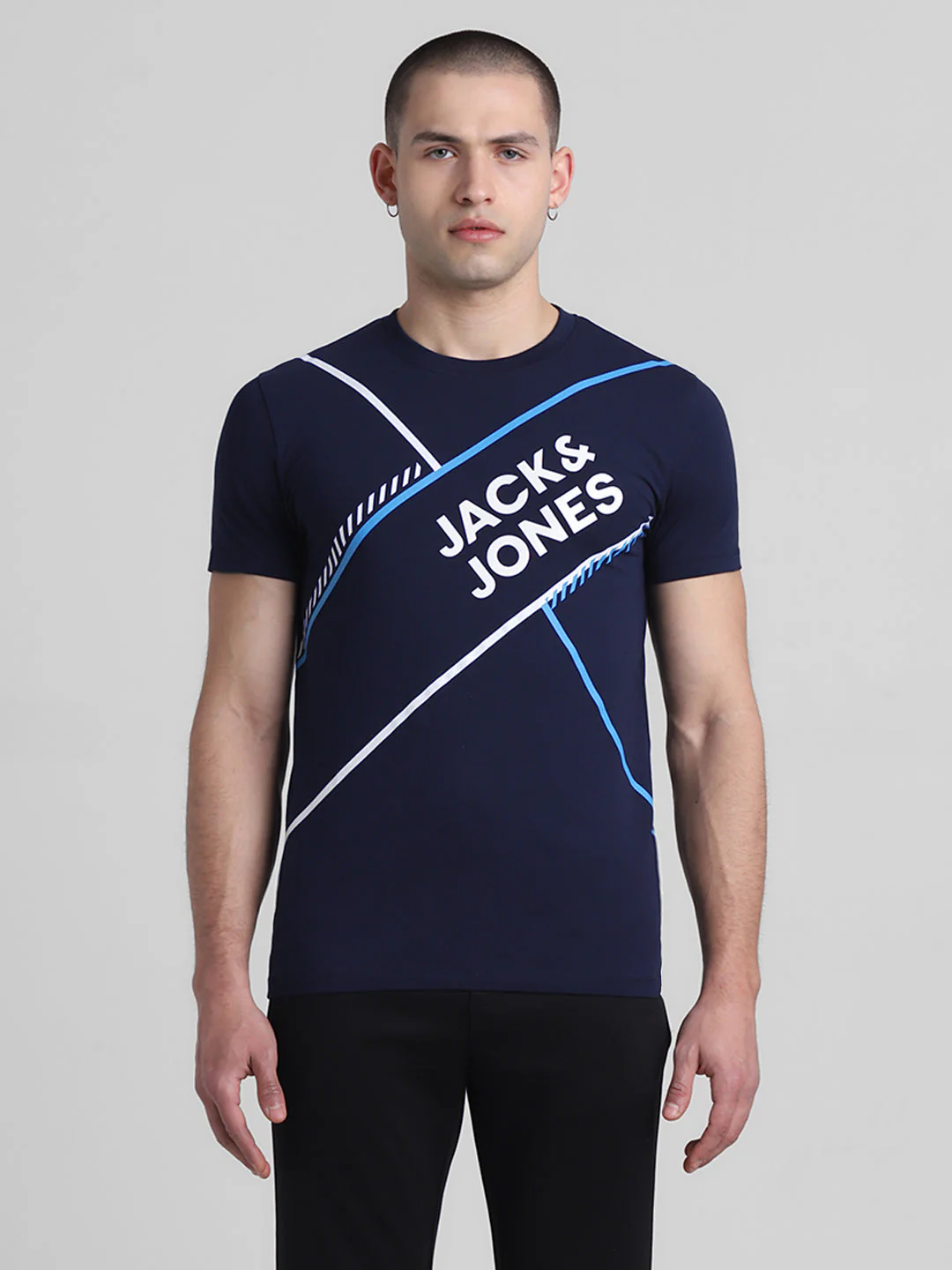 Navy Logo Print Cotton T-shirt - Image 8