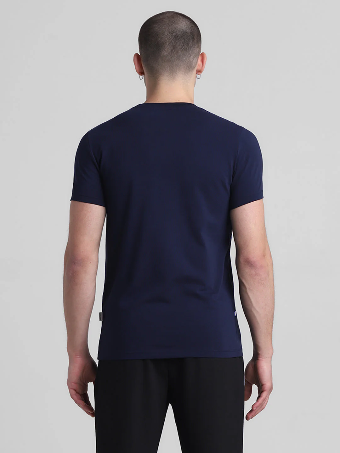 Navy Logo Print Cotton T-shirt - Image 9