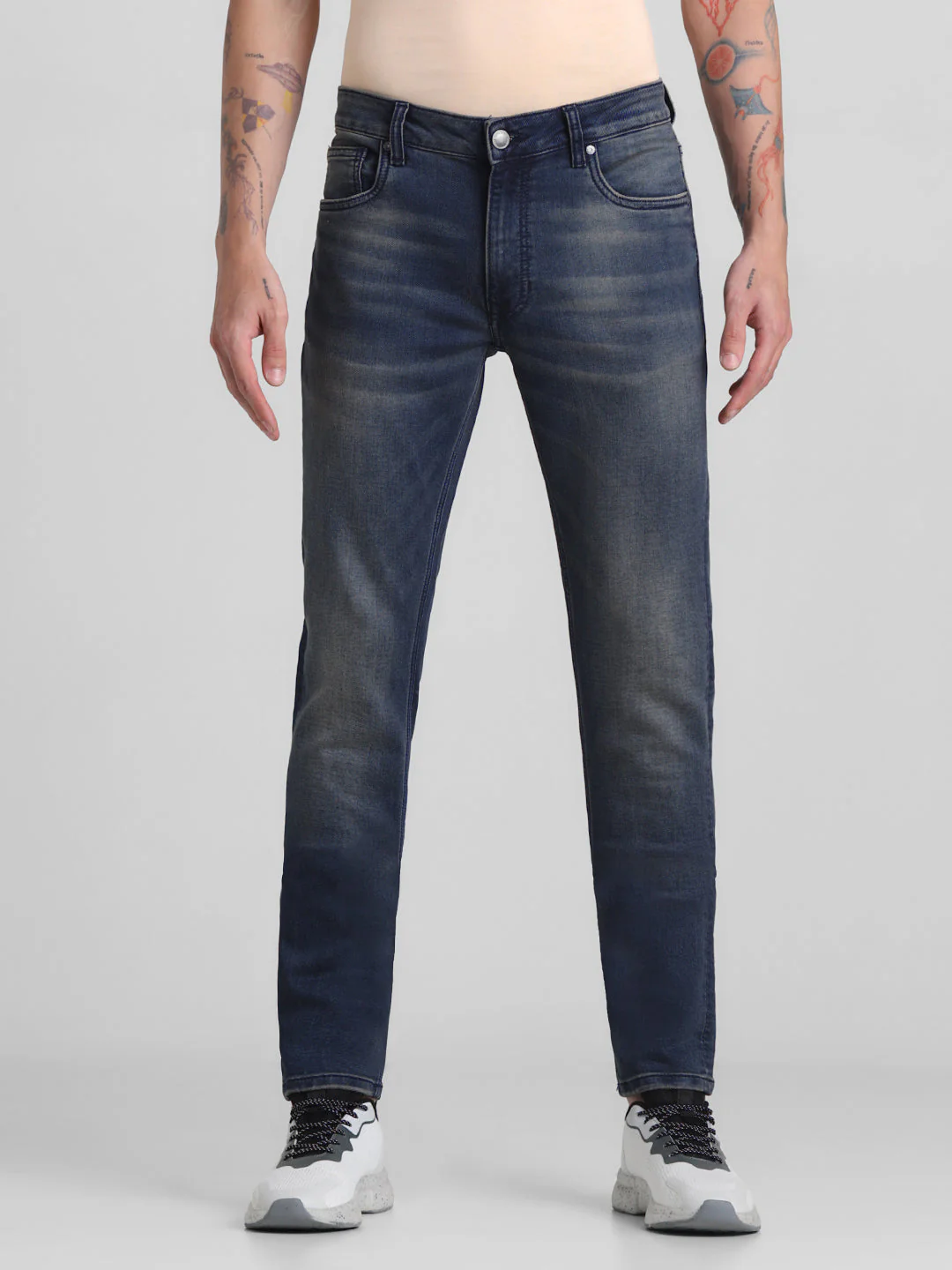 Dark Blue Knitted Liam Super Skinny Jeans - Image 7