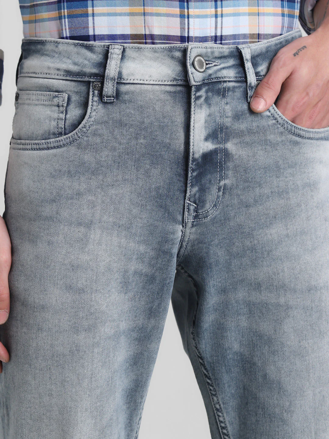 Grey 5 Pocket Glenn Slim Fit Jeans - Image 4