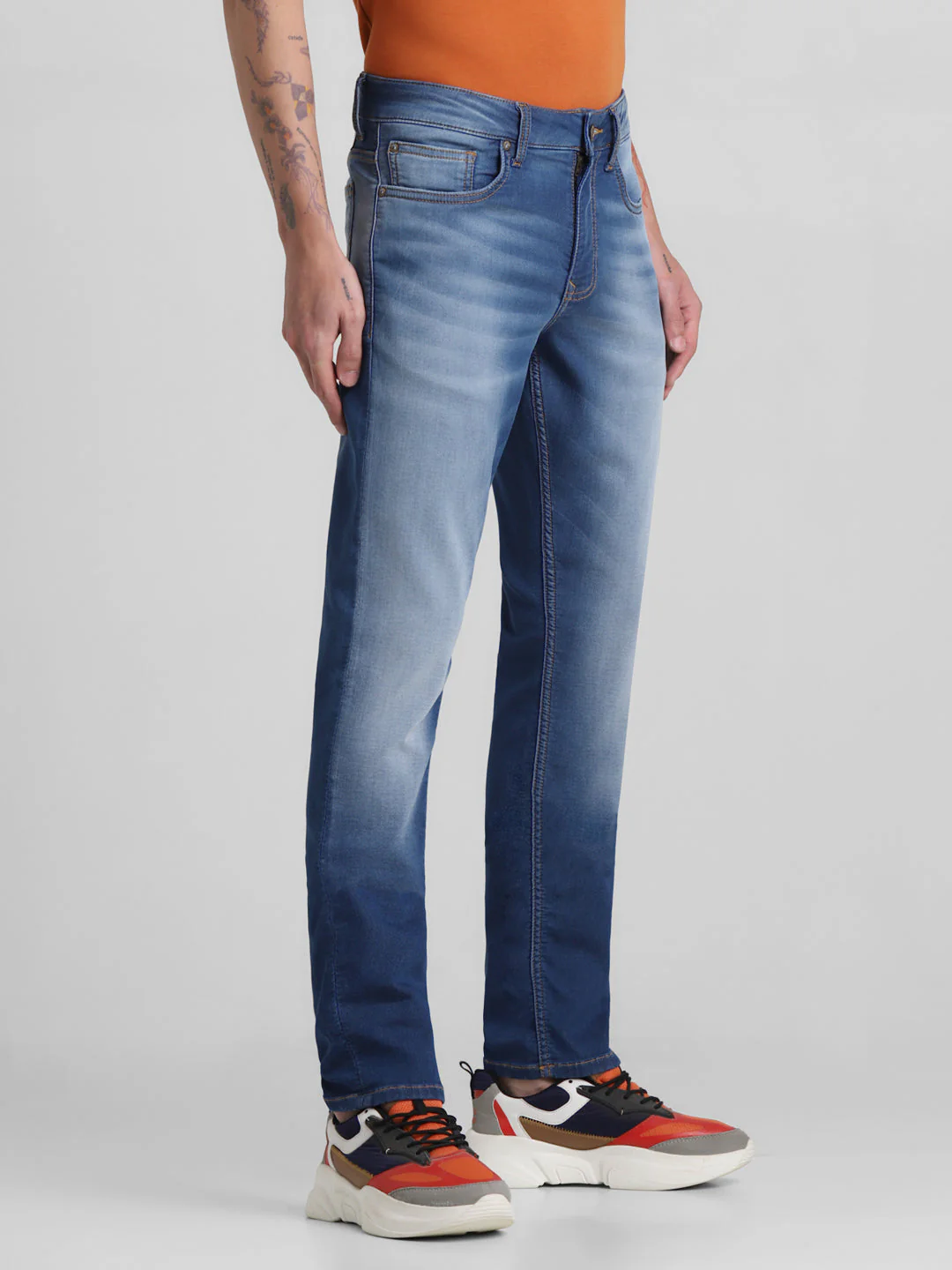 Blue Faded Knitted Glenn Slim Jeans - Image 2