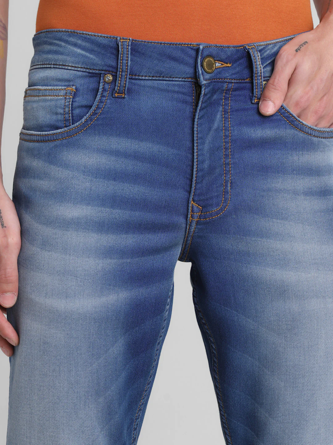 Blue Faded Knitted Glenn Slim Jeans - Image 4