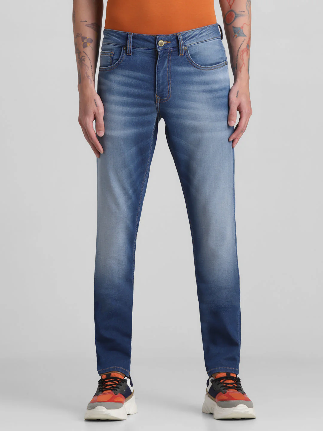 Blue Faded Knitted Glenn Slim Jeans - Image 7