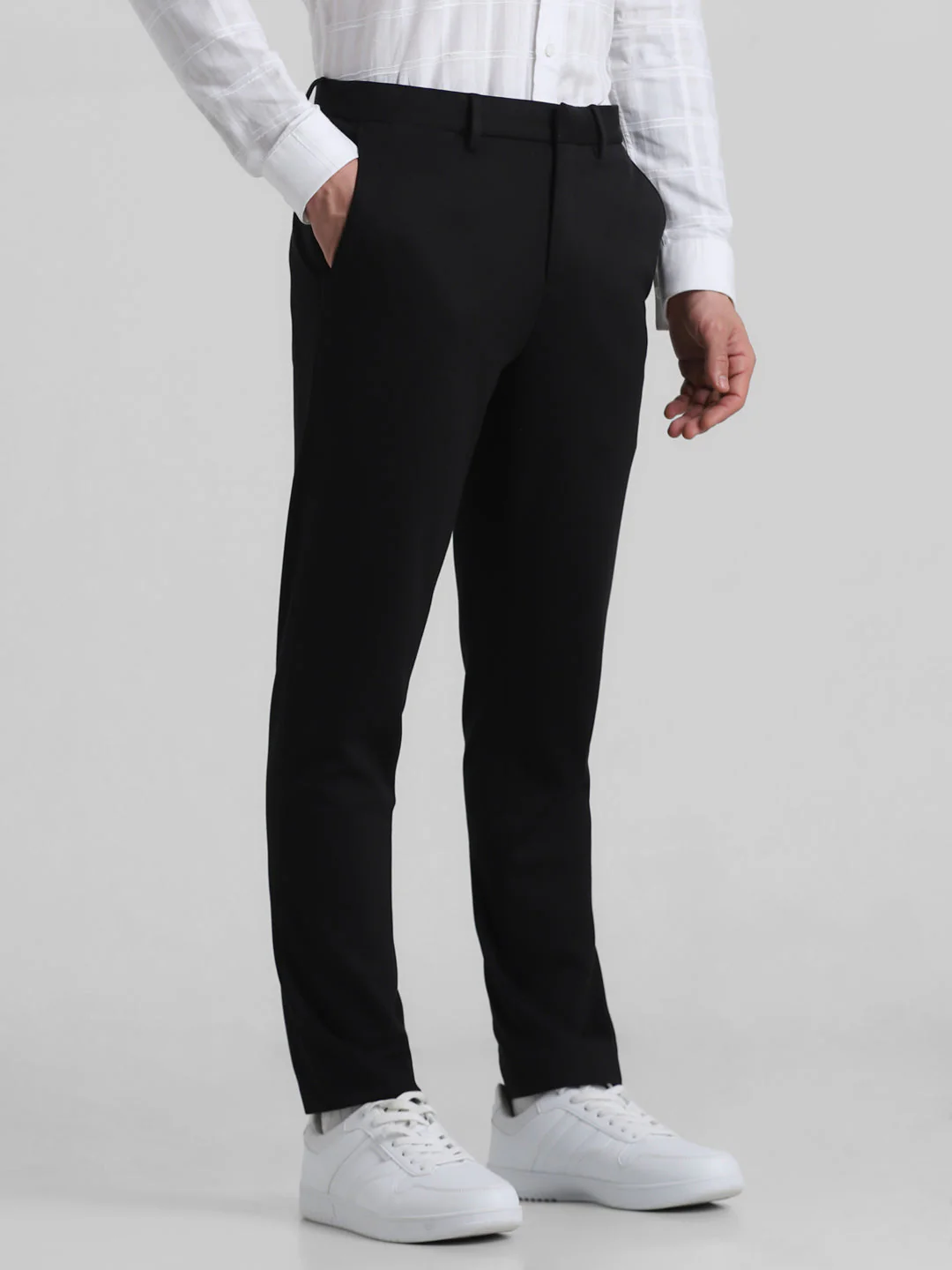 Black Knitted Slim Fit Trousers - Image 2