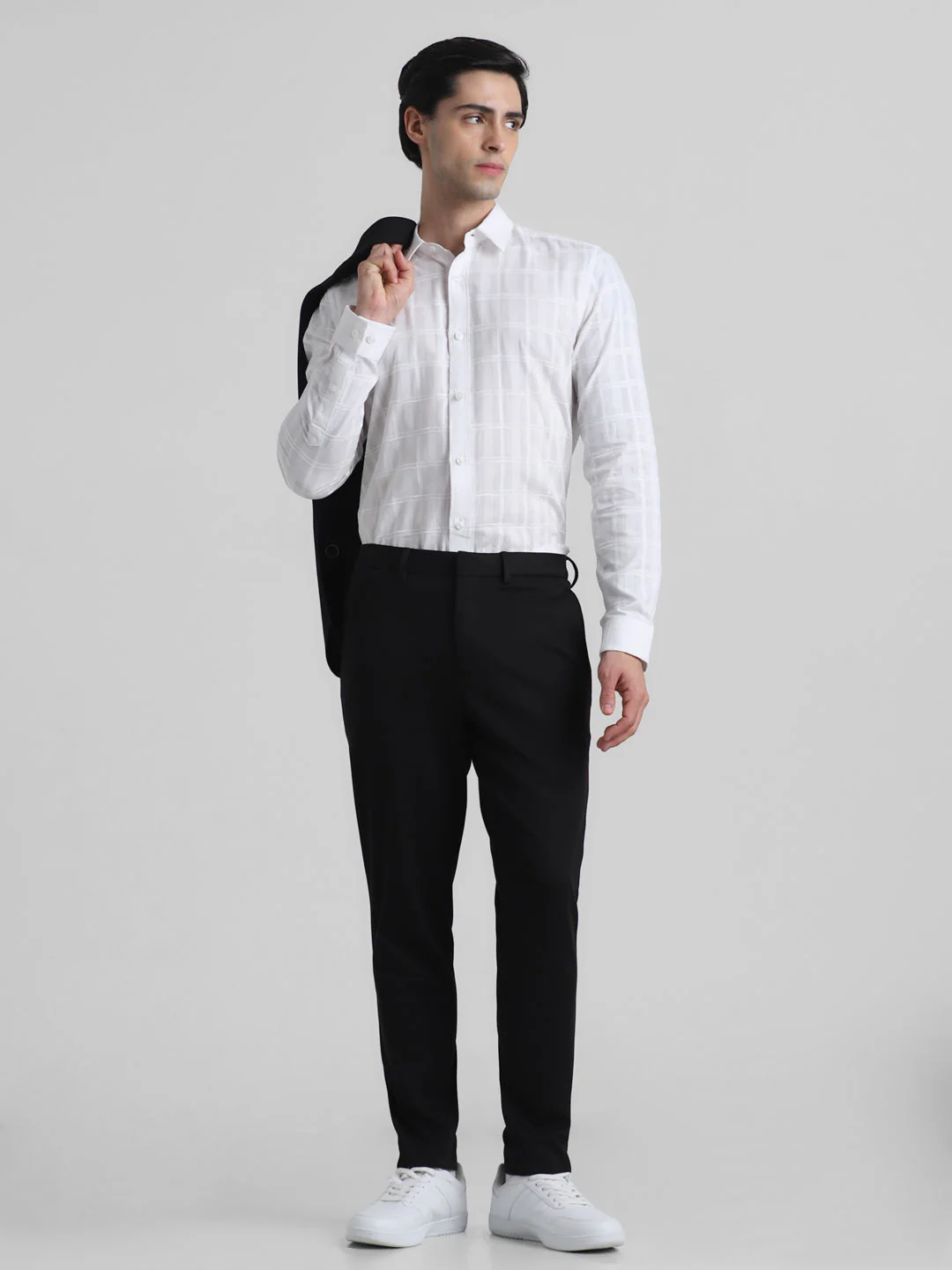 Black Knitted Slim Fit Trousers - Image 5