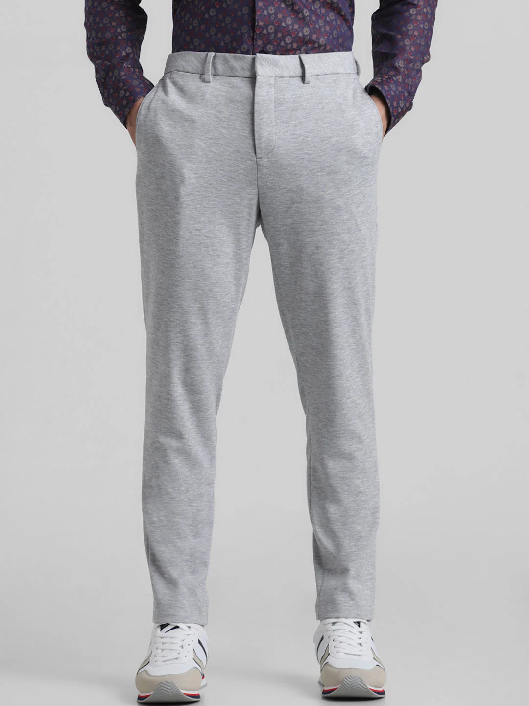 Grey Knitted Slim Fit Trousers