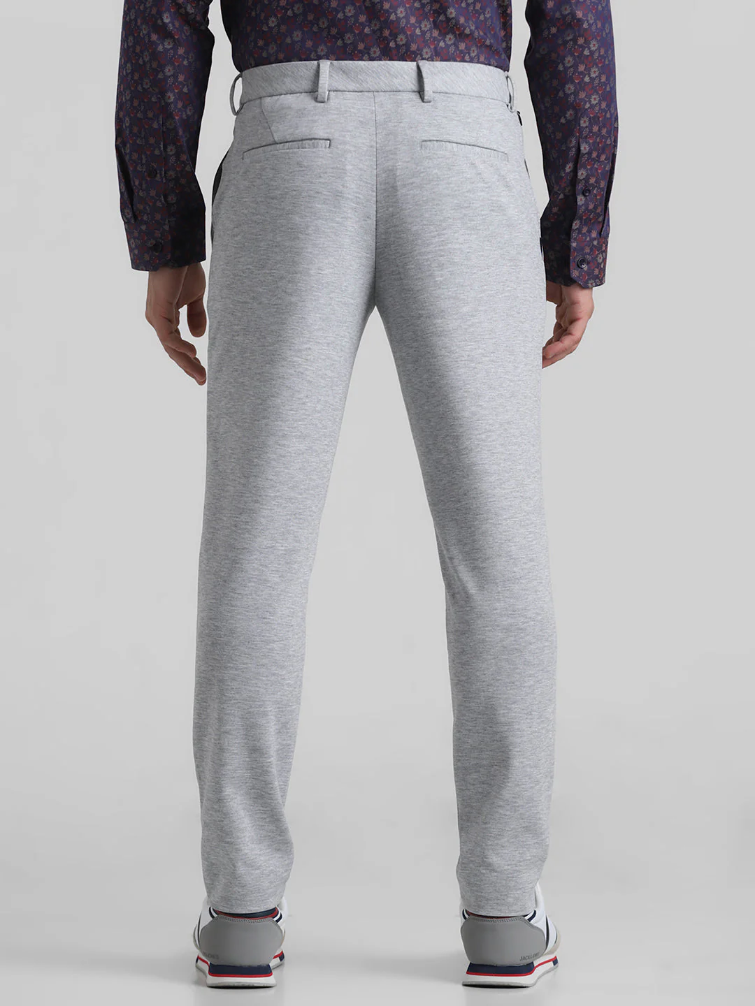 Grey Knitted Slim Fit Trousers - Image 8