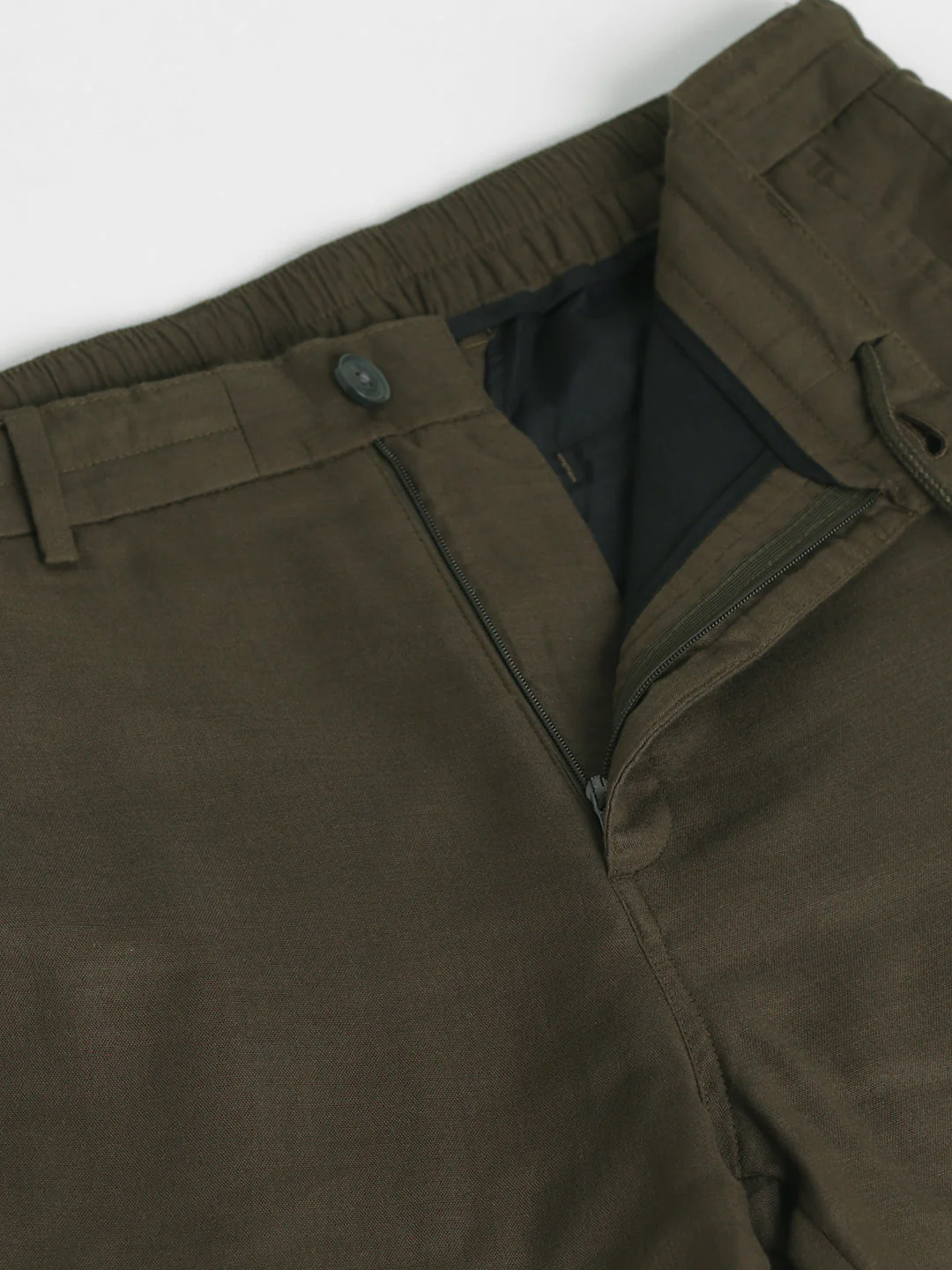 Olive Green Cotton Slim Fit Pants - Image 5