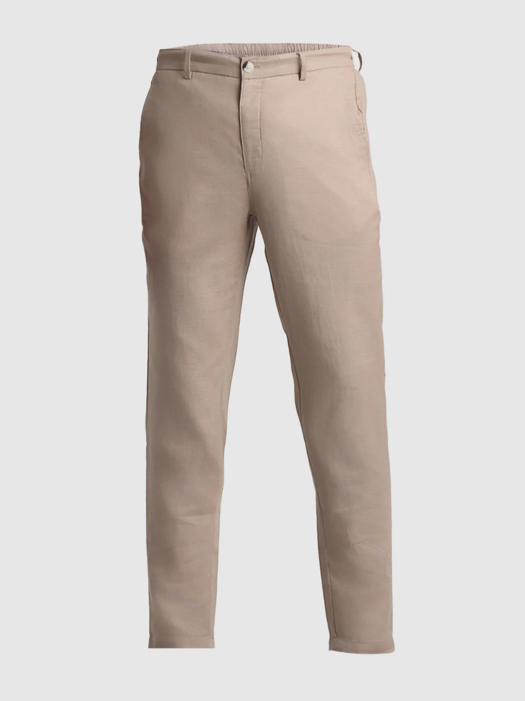 Beige Cotton Slim Fit Pants - Image 7