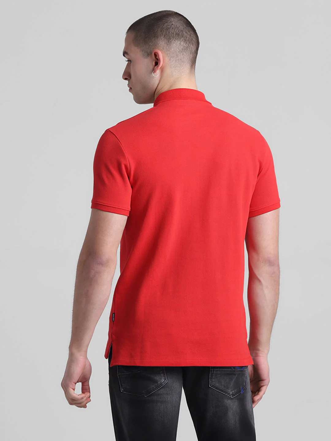 Red Applique Patchwork Printed Polo - Image 4