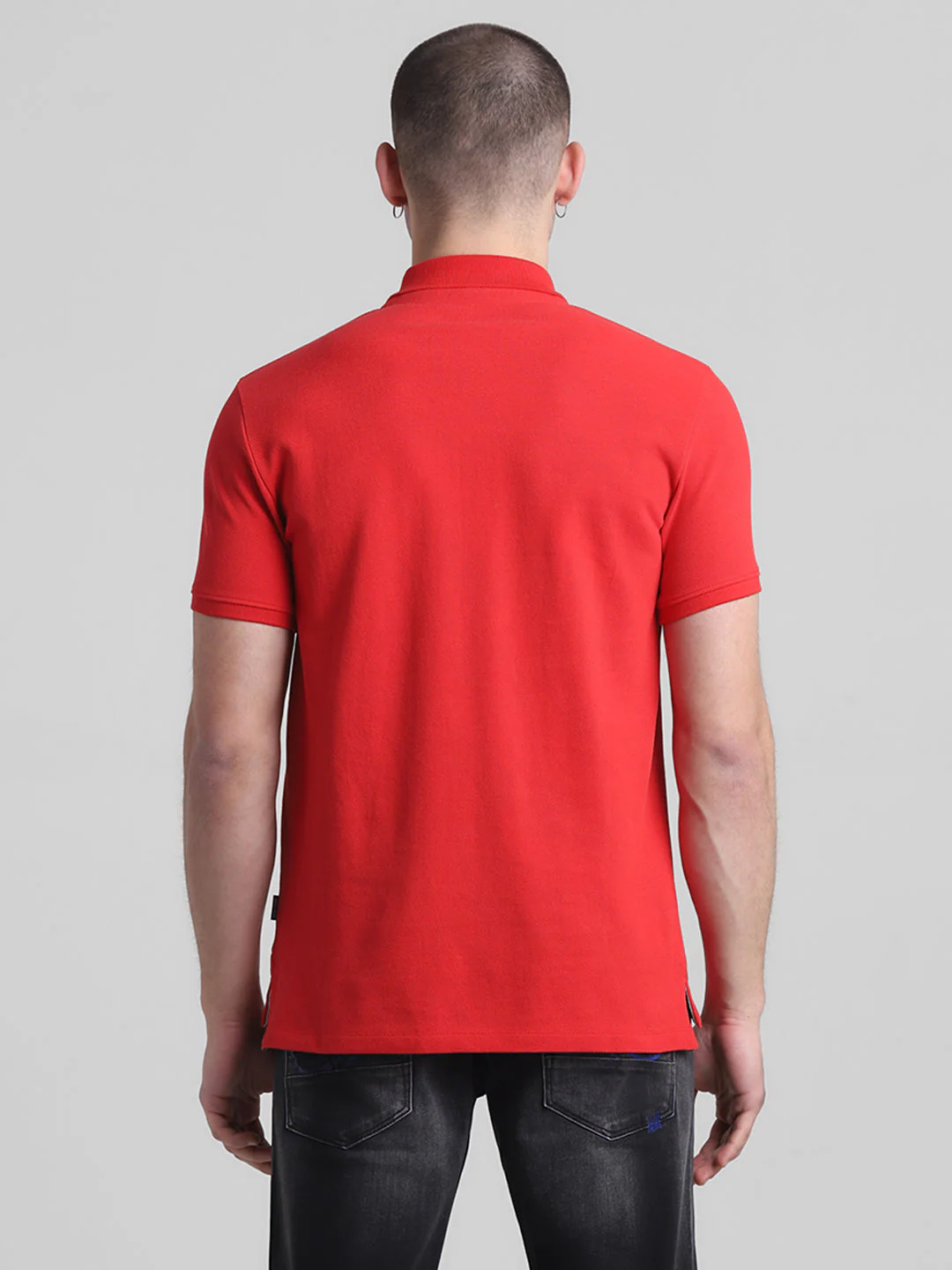 Red Applique Patchwork Printed Polo - Image 9
