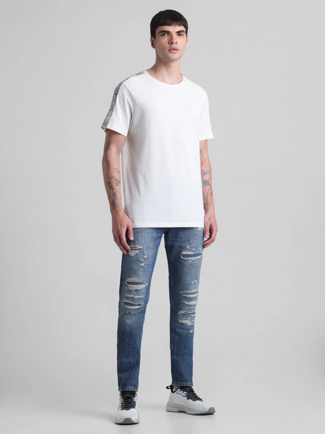 Black Contrast Tape T-shirt - Image 6