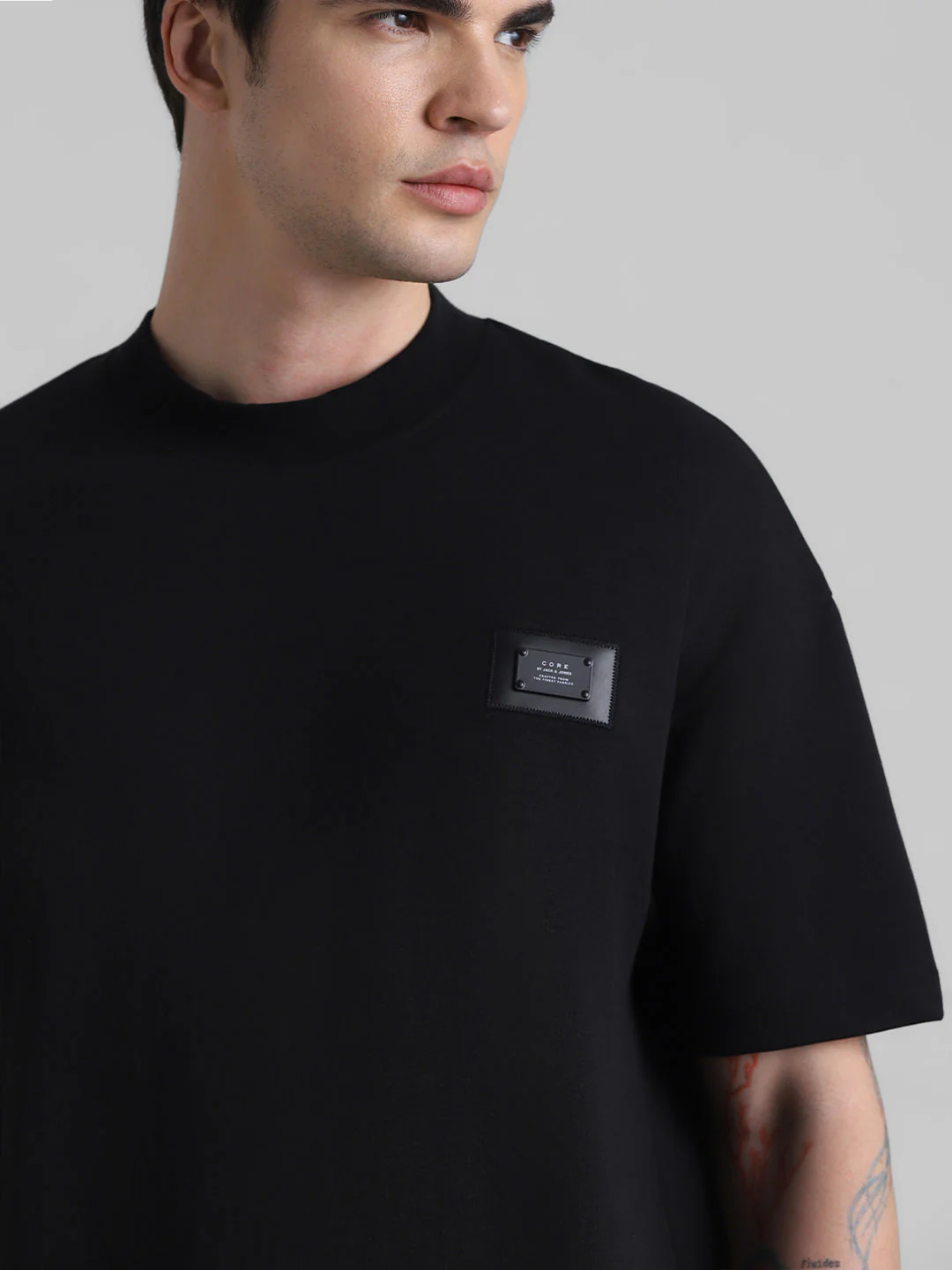 Black Boxy Fit Crew Neck T-shirt - Image 5