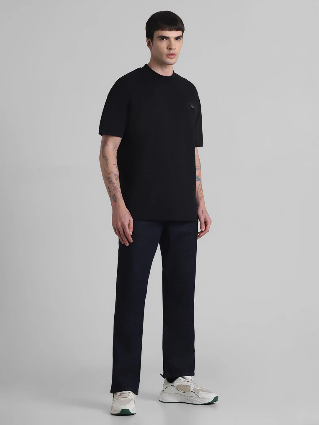 Black Boxy Fit Crew Neck T-shirt - Image 6