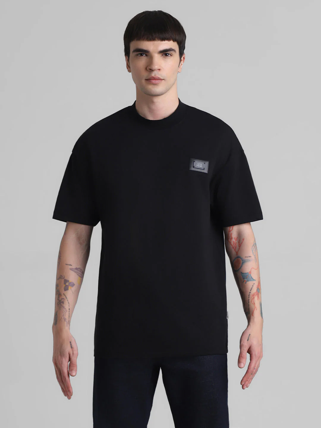 Black Boxy Fit Crew Neck T-shirt - Image 8