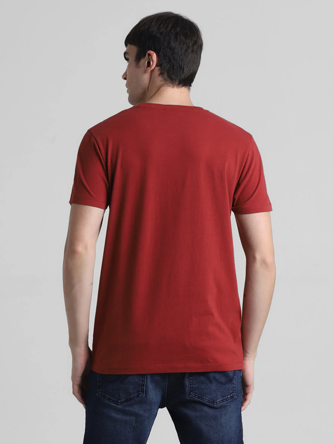 Red Chest Print Cotton T-shirt - Image 4
