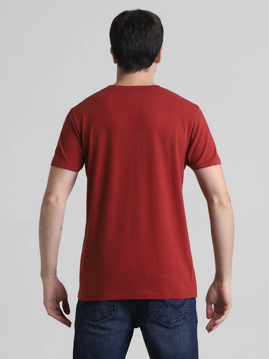 Red Chest Print Cotton T-shirt - Image 9