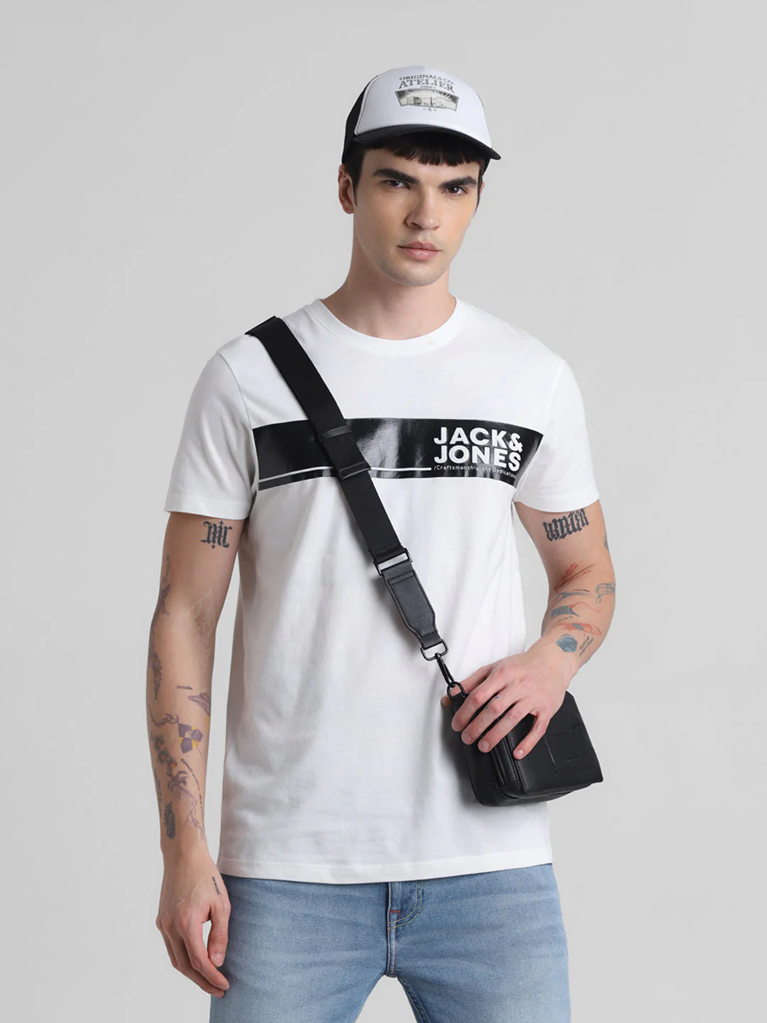 White Chest Print Cotton T-shirt