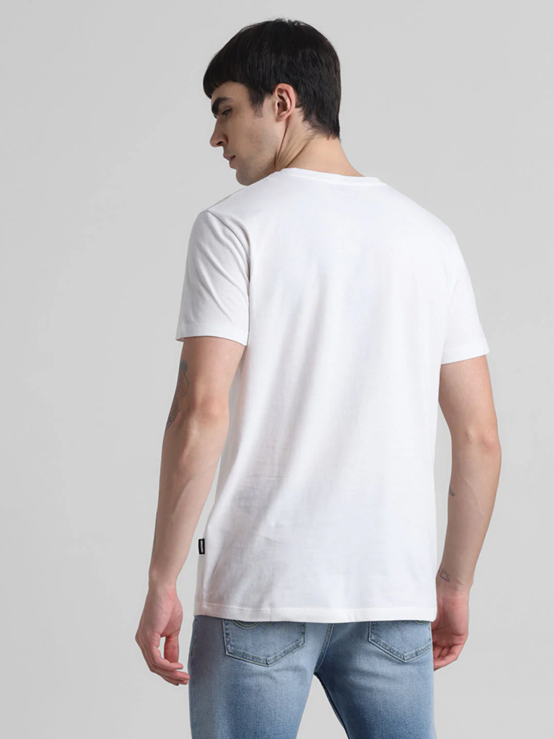 White Chest Print Cotton T-shirt - Image 4