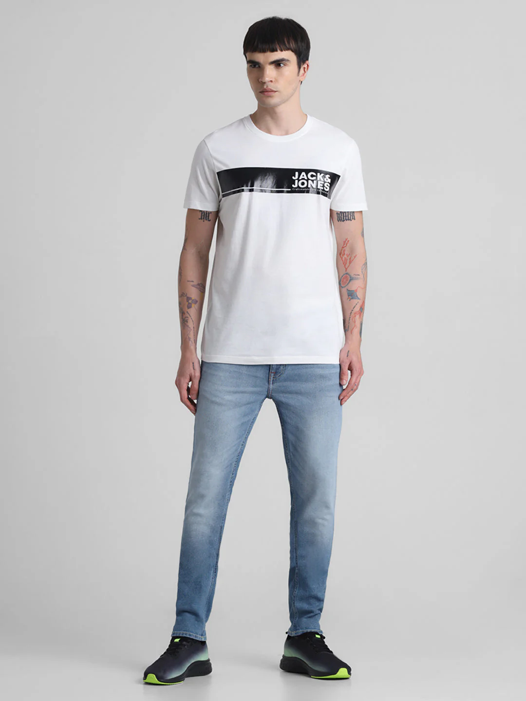 White Chest Print Cotton T-shirt - Image 6