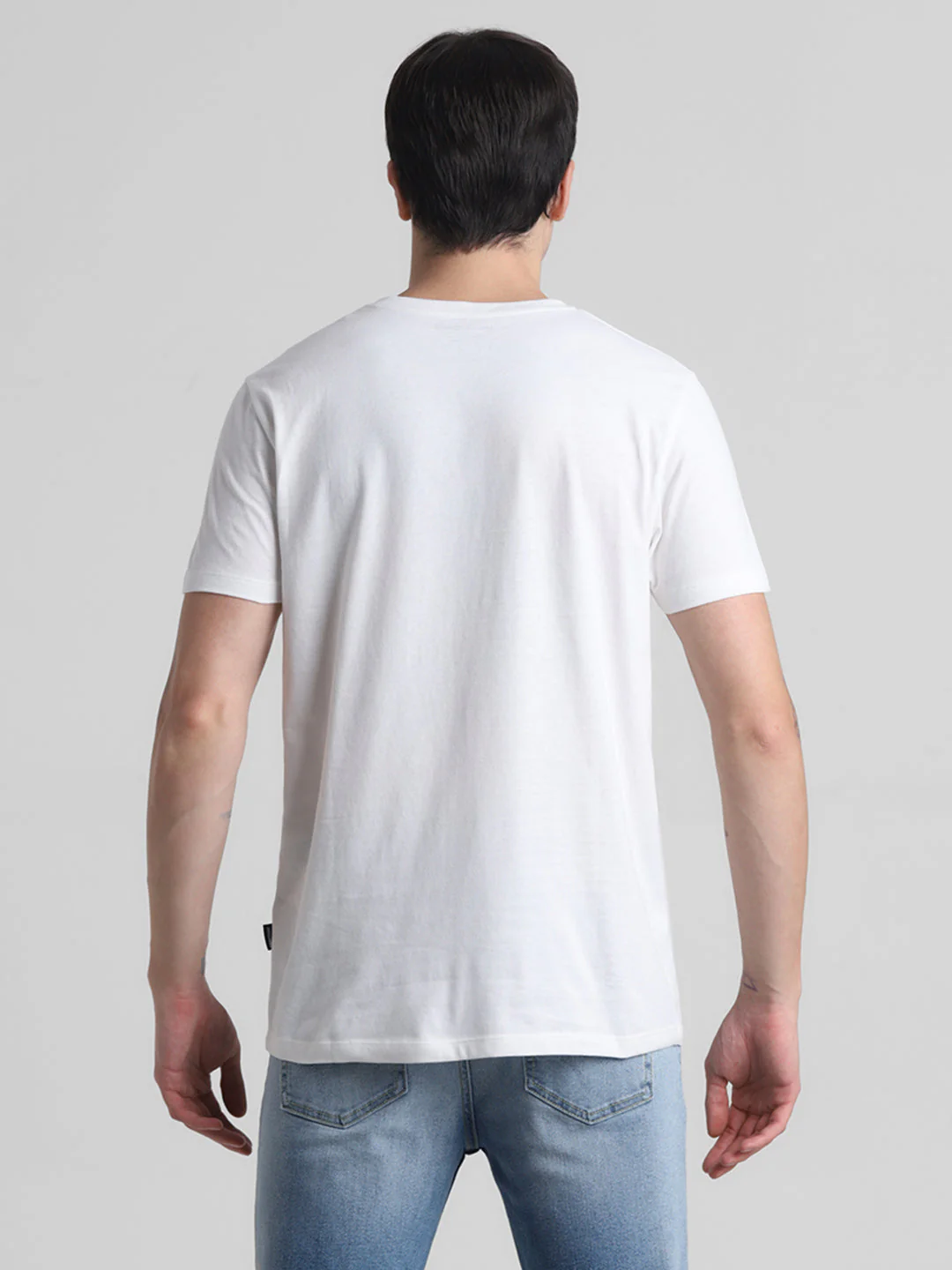 White Chest Print Cotton T-shirt - Image 9