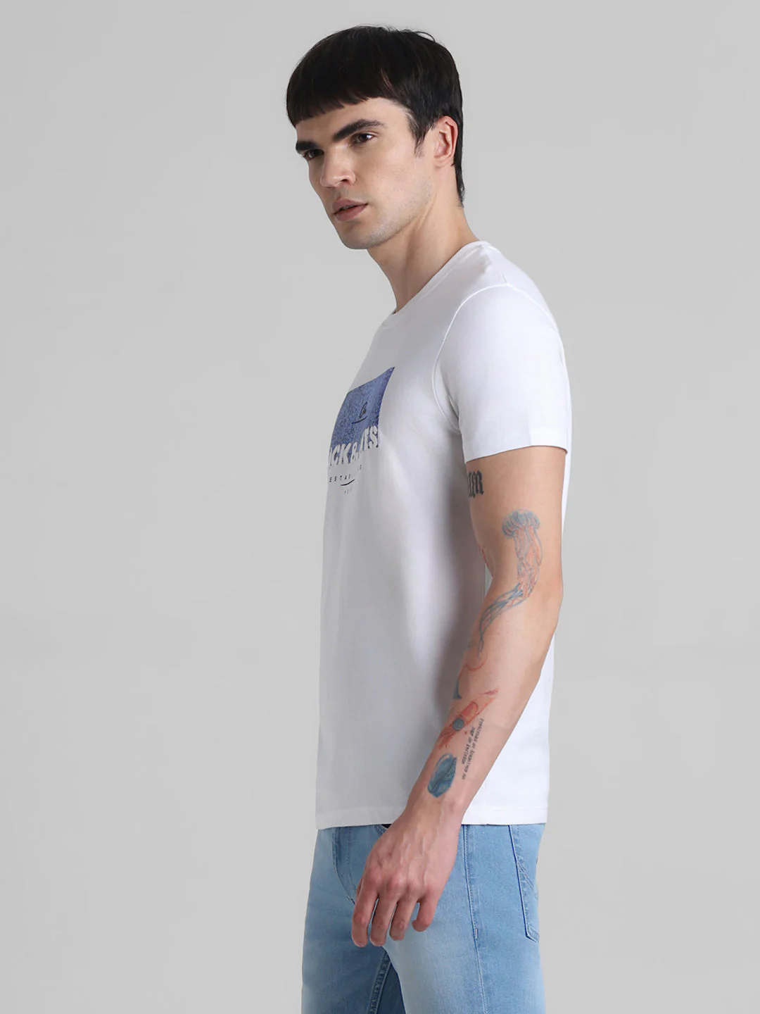White Logo Print Cotton T-shirt - Image 3