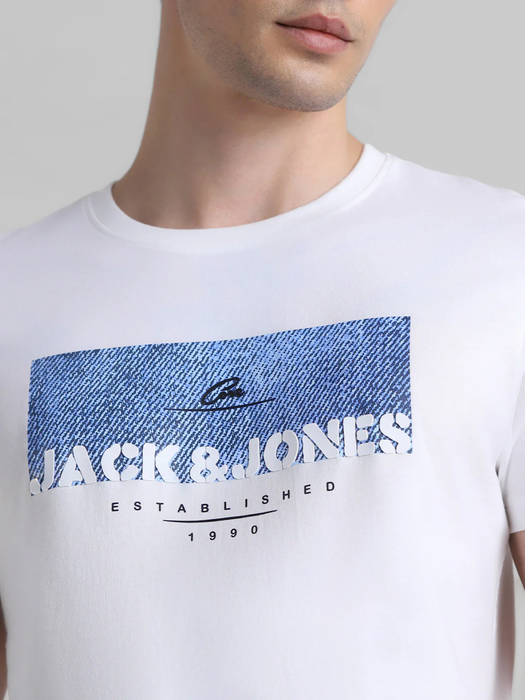 White Logo Print Cotton T-shirt - Image 5