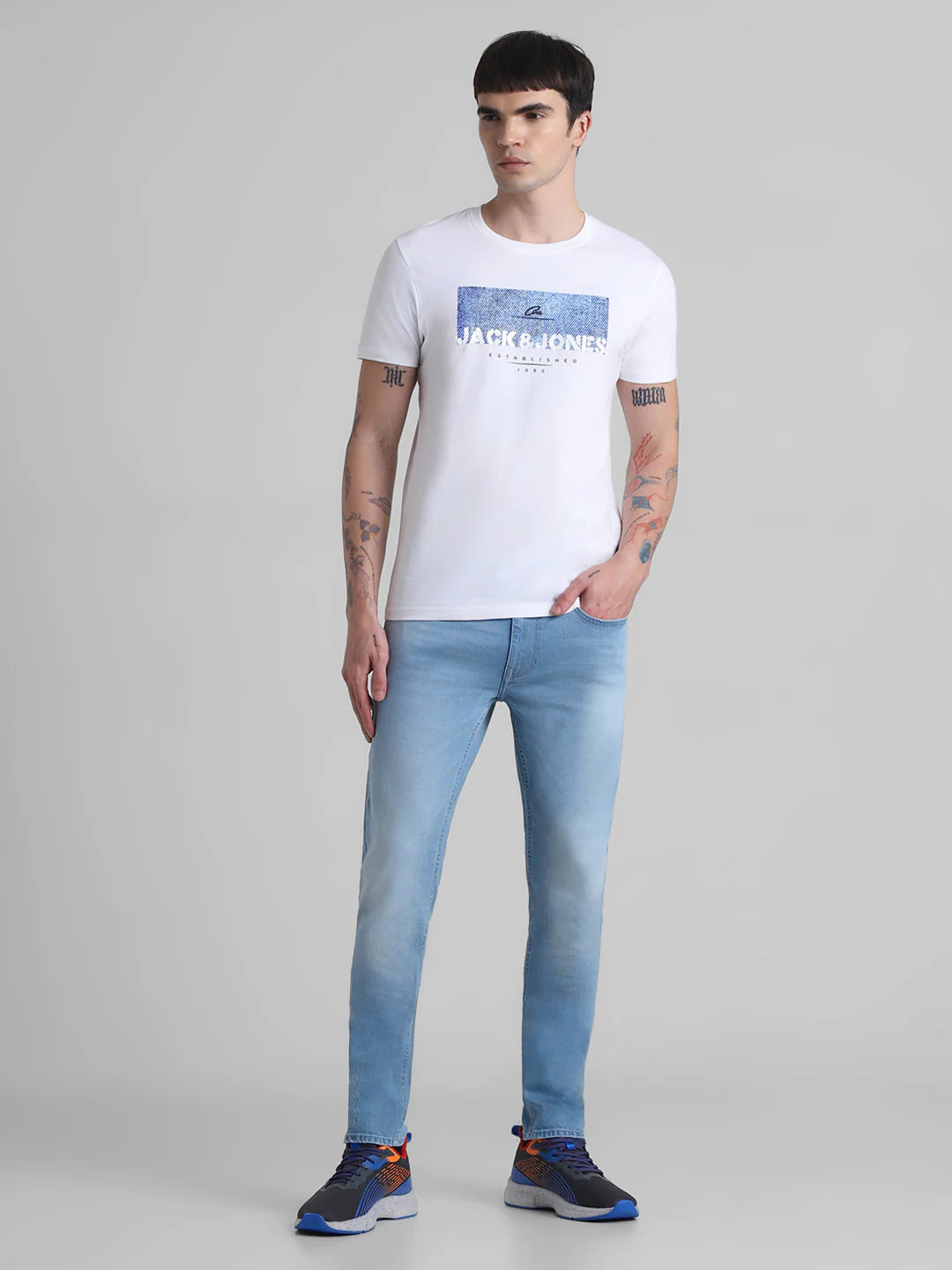White Logo Print Cotton T-shirt - Image 6