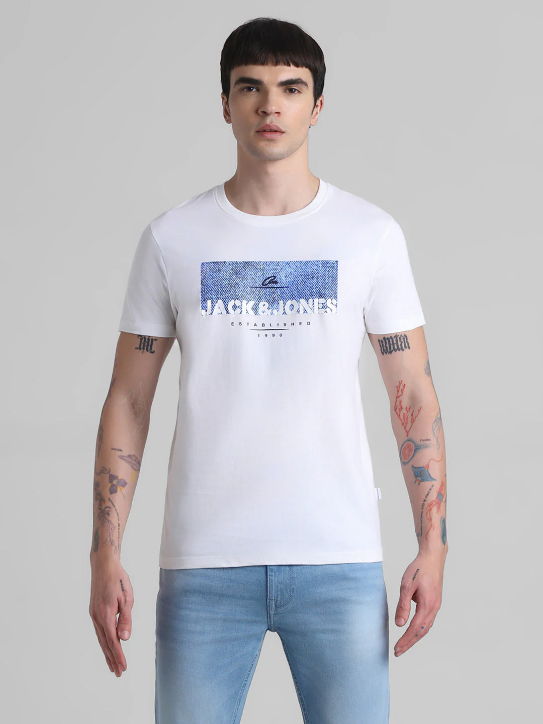 White Logo Print Cotton T-shirt - Image 8