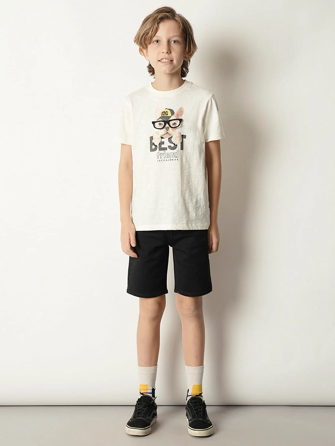 Boys Beige Graphic Print Crew Neck T-shirt - Image 5