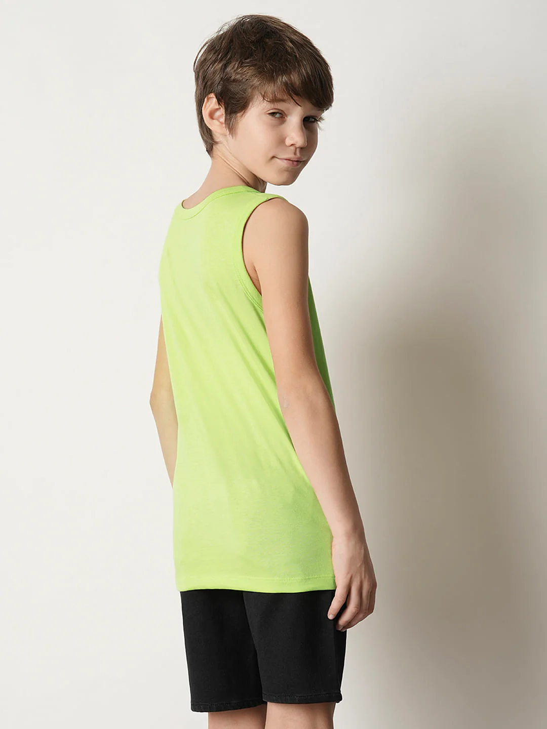 Boys Green Graphic Print T-shirt Vest - Image 4