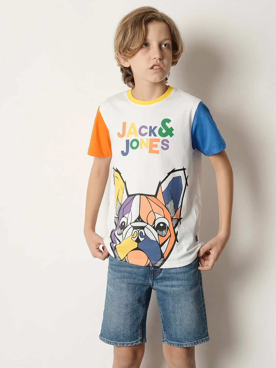 Boys White Colourblocked Print T-shirt - Image 2