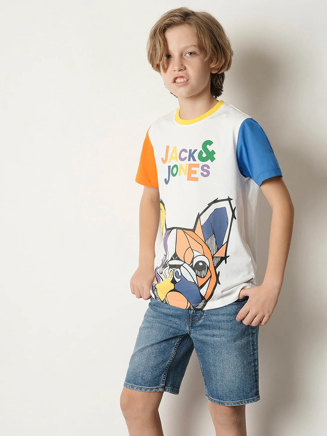 Boys White Colourblocked Print T-shirt - Image 3