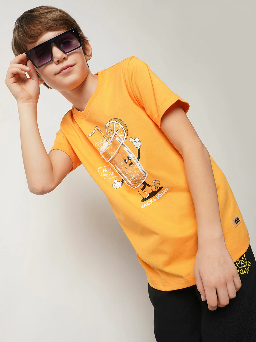 Boys Orange Graphic Print T-shirt