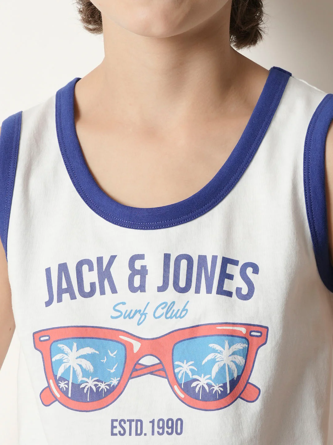 Boys White Printed Sleeveless T-shirt - Image 6
