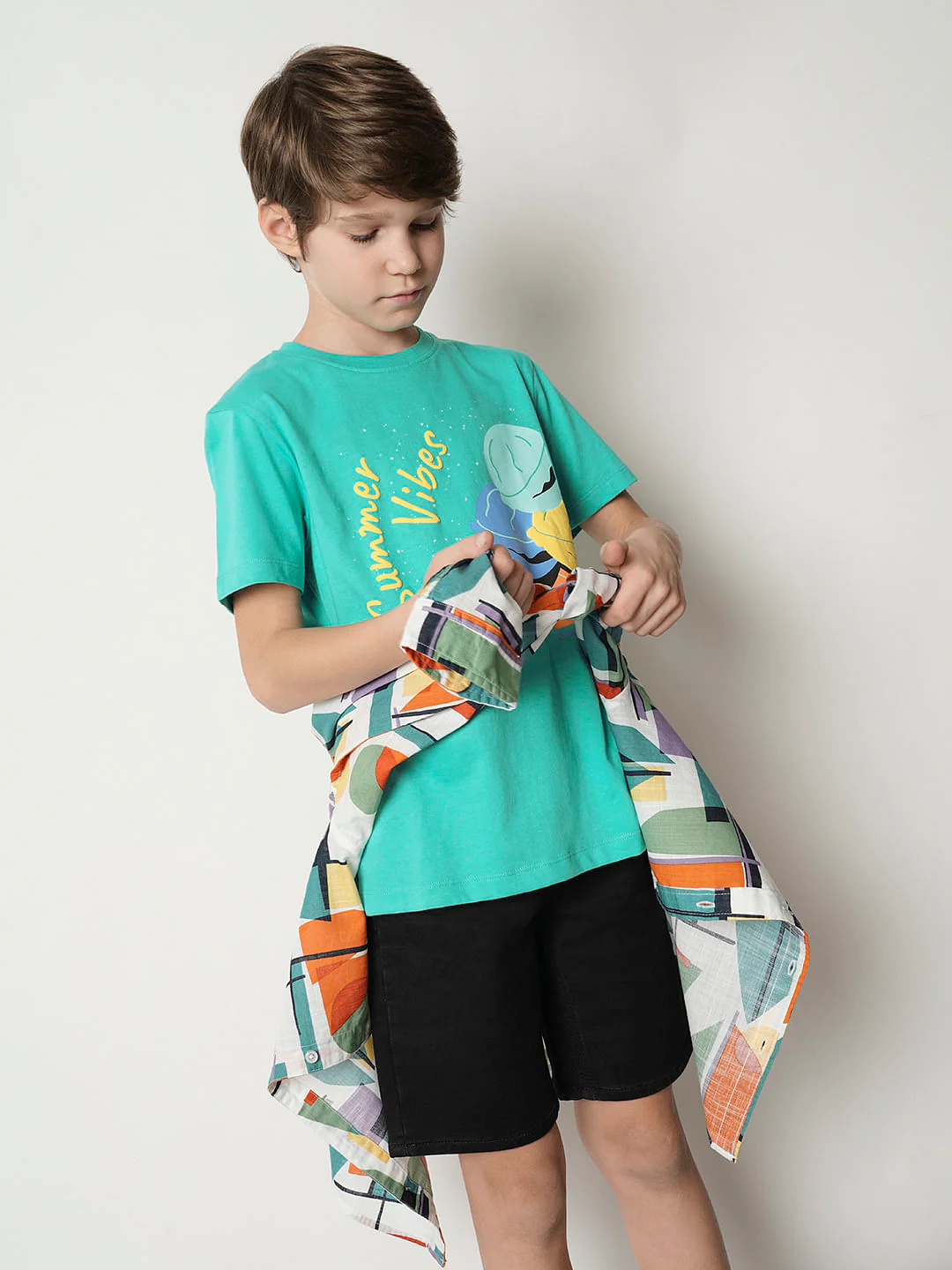 Boys Green Graphic Print T-shirt
