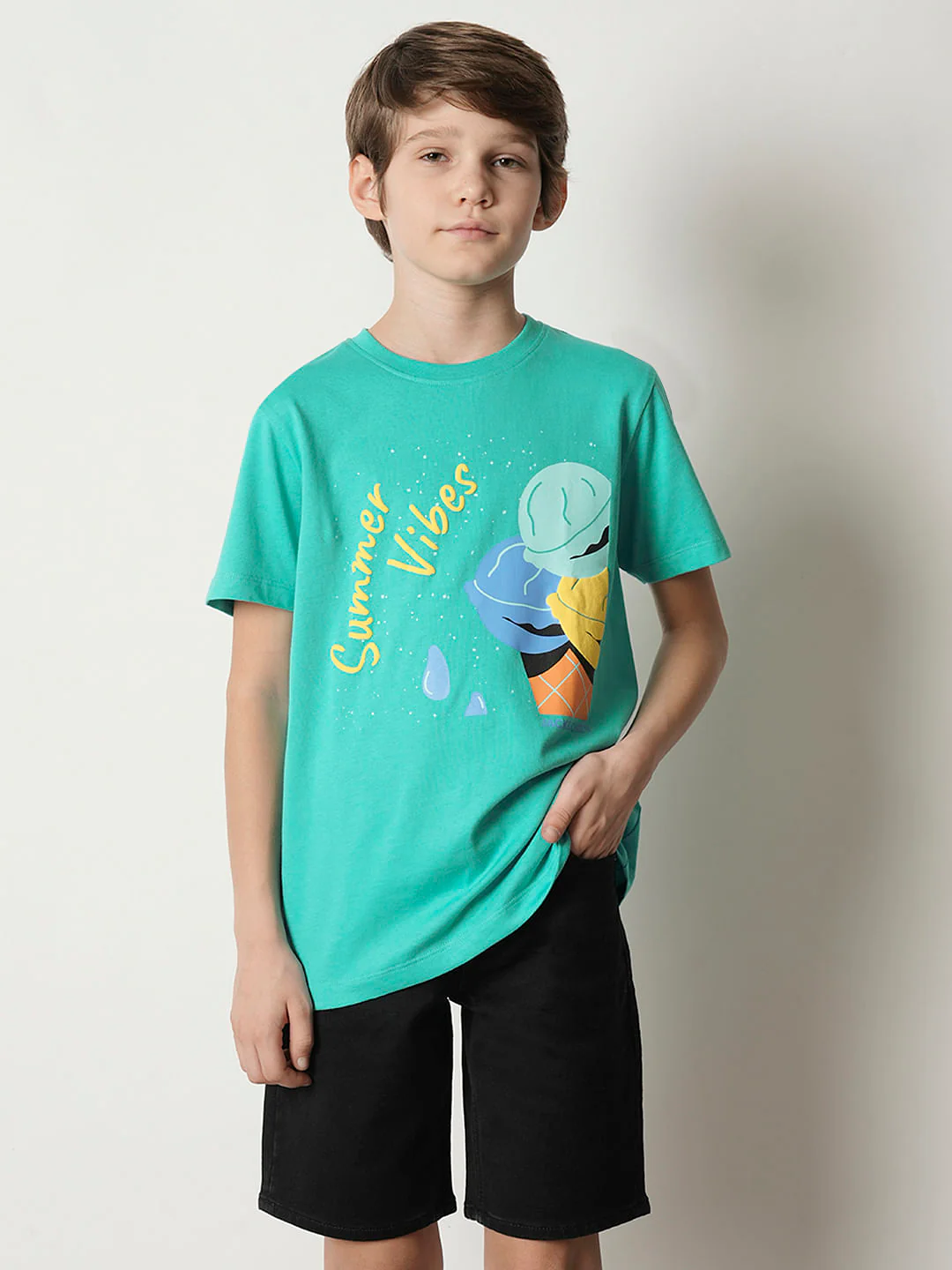 Boys Green Graphic Print T-shirt - Image 2