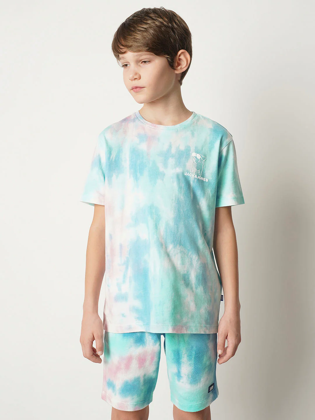 Boys Blue Tie & Dye Co-ord Set T-shirt - Image 2