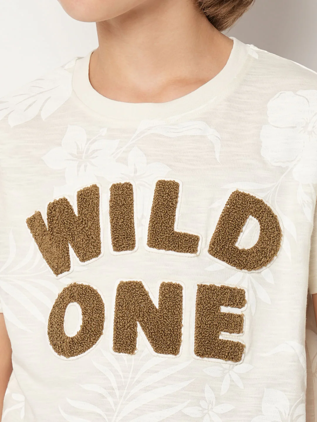 Boys Beige Printed Cotton T-shirt - Image 6