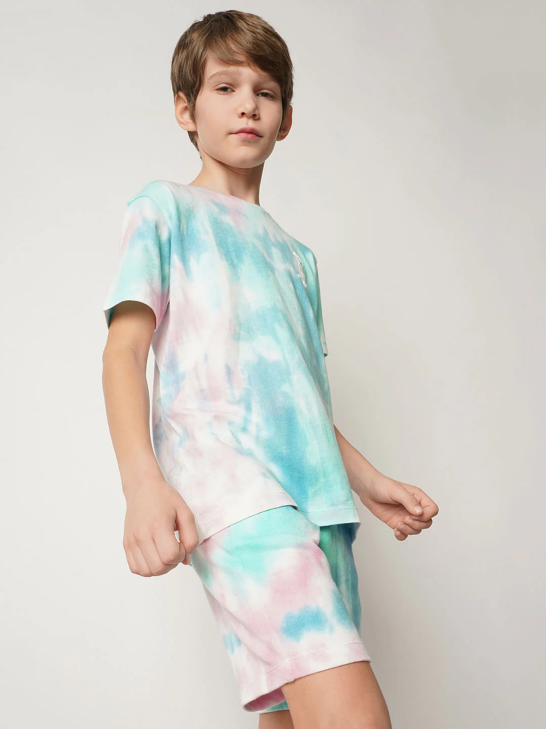 Boys Blue Tie & Dye Co-ord Set Shorts