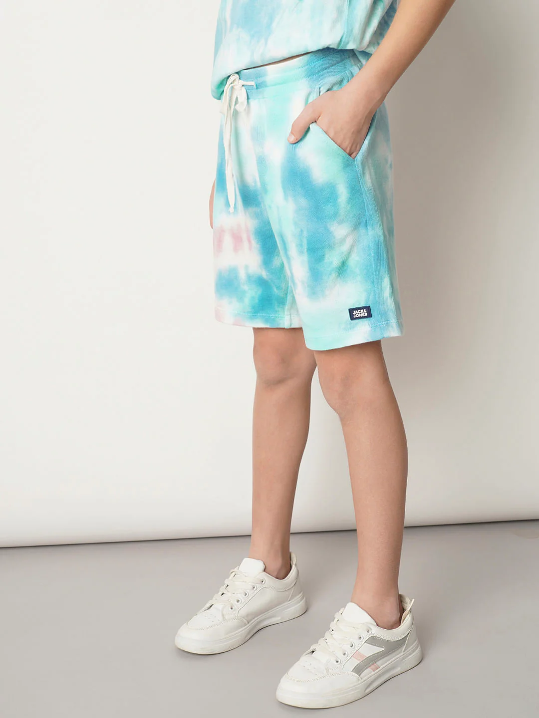 Boys Blue Tie & Dye Co-ord Set Shorts - Image 3