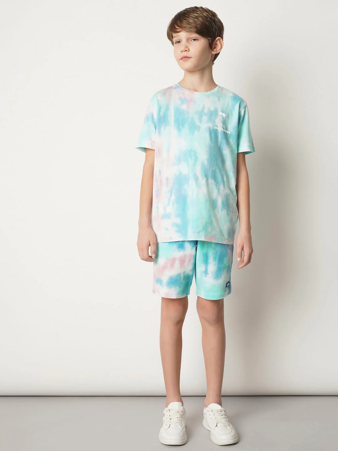 Boys Blue Tie & Dye Co-ord Set Shorts - Image 5
