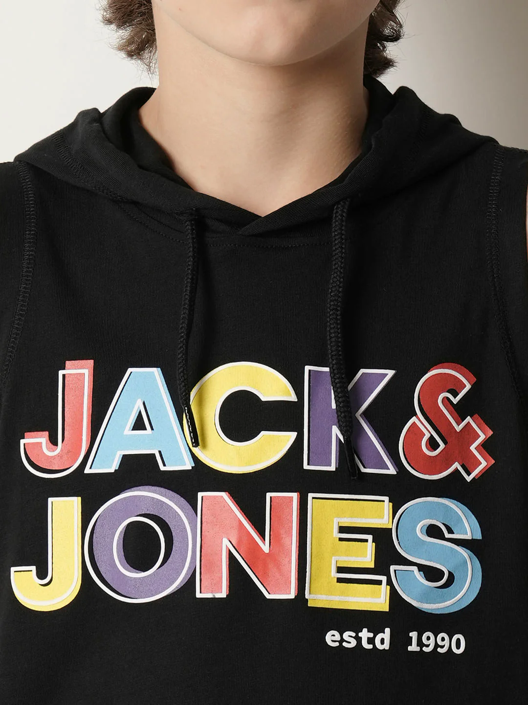 Boys Black Logo Print Hooded T-shirt - Image 6