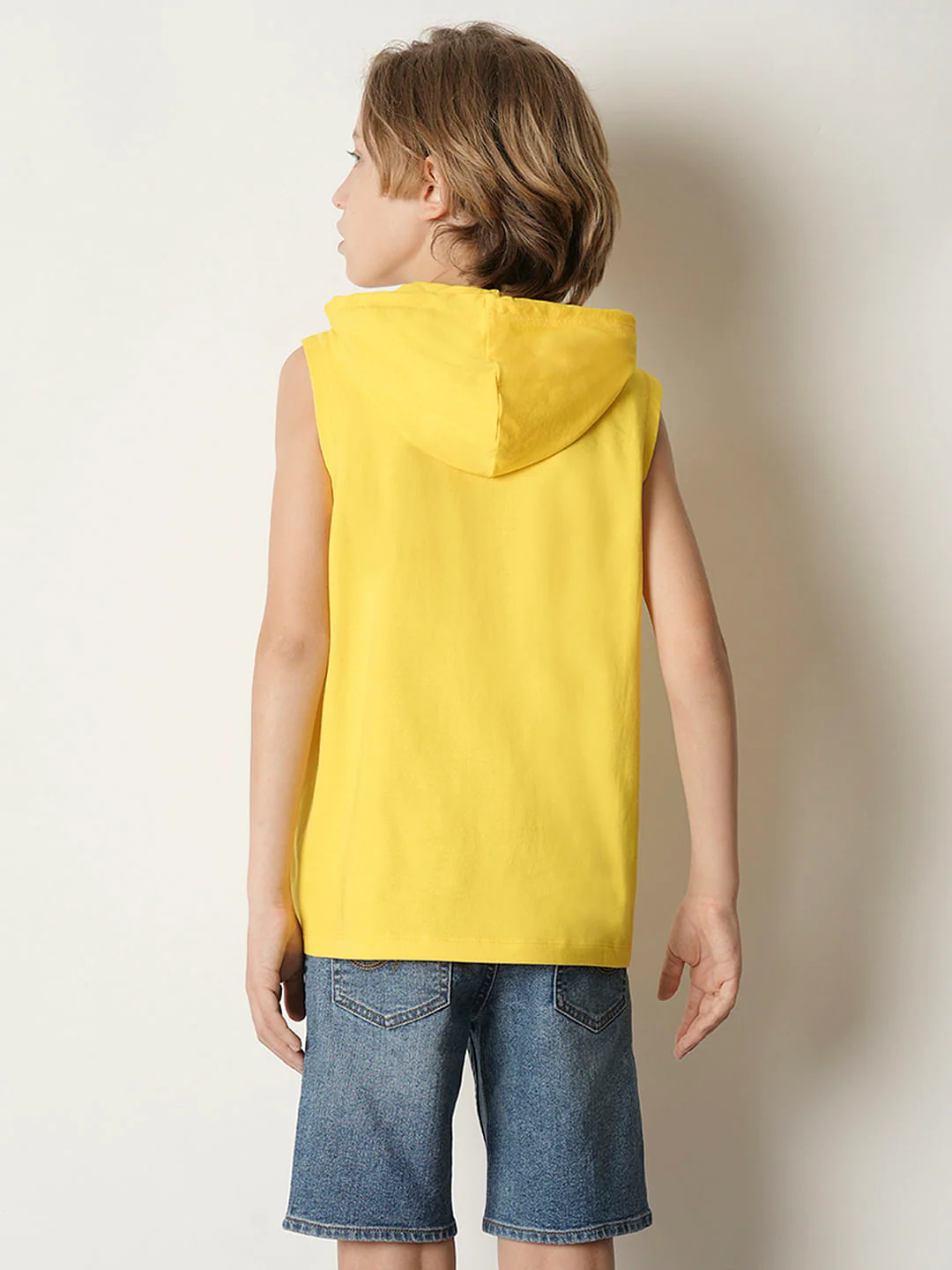 Boys Yellow Graphic Print Hooded T-shirt - Image 4