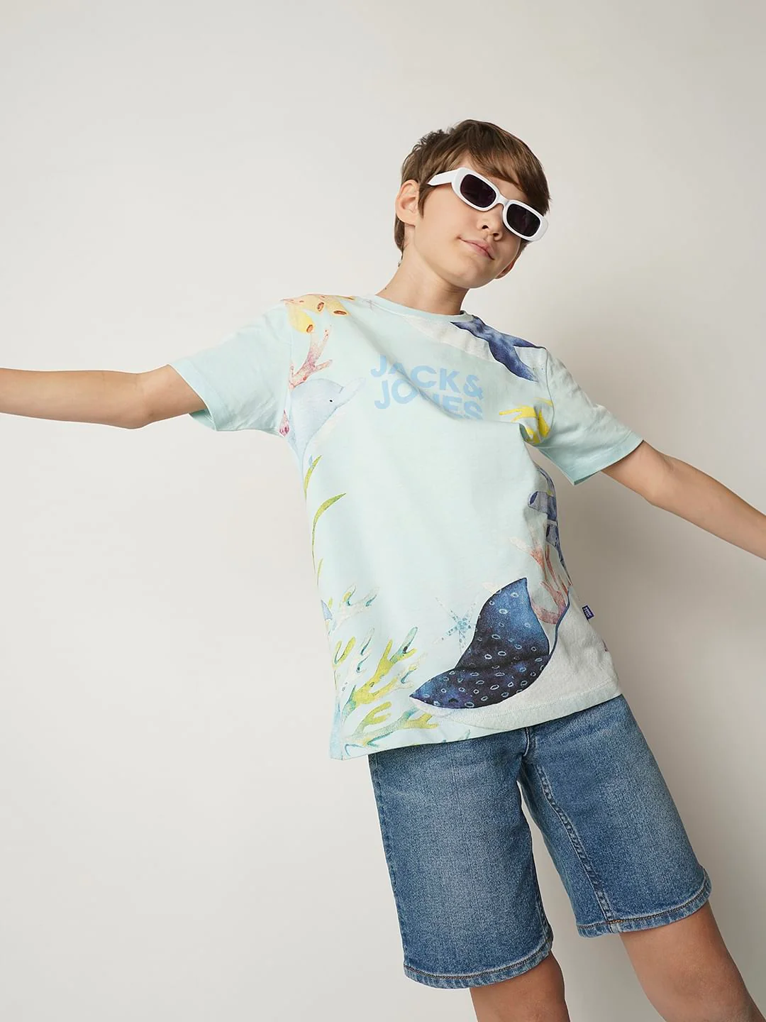 Boys Blue Underwater Print T-shirt
